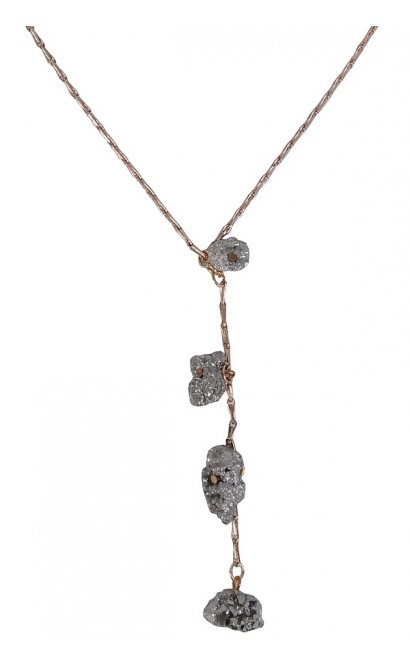 Cute Gold Pyrite Necklace, Boho Jewelry