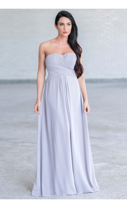 Grey Maxi Formal Bridesmaid Dress