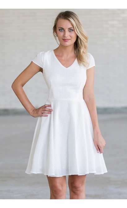 Cute White A-Line Party Rehearsal Dinner Dress