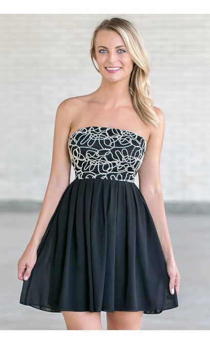 Tangled Webs Strapless Dress in Black