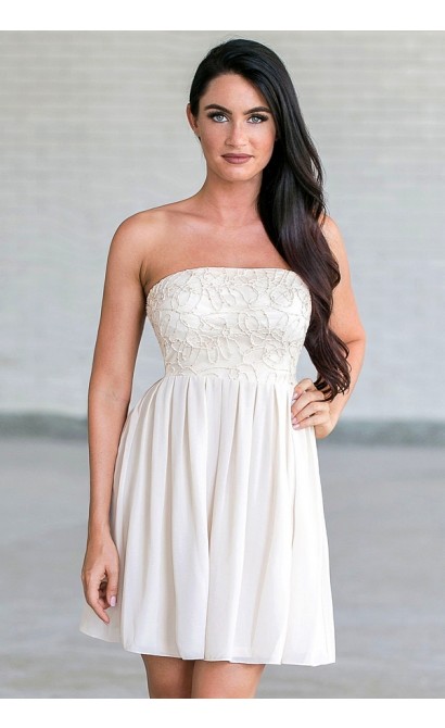Tangled Webs Strapless Dress in Ivory