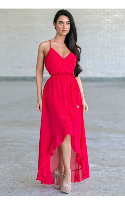 Lady In Red Ruffle High Low Dress