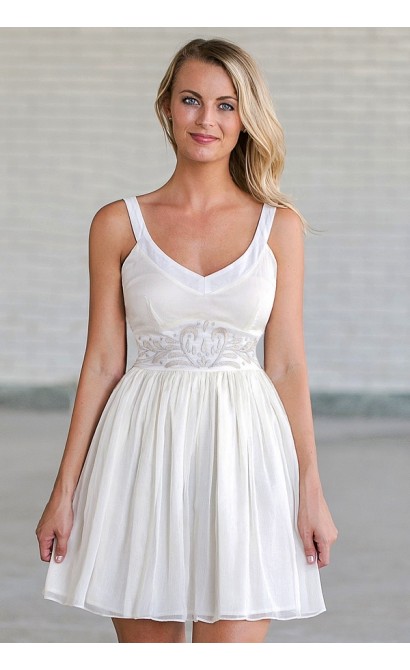 Cream Flourish Waistband Designer Dress