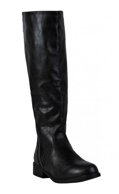 Black Zip Riding Boots, Cute Fall Boots