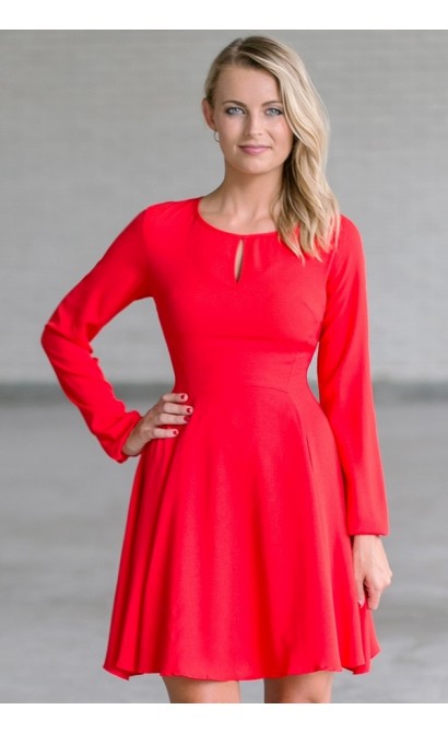Cute Red Longsleeve Holiday Dress