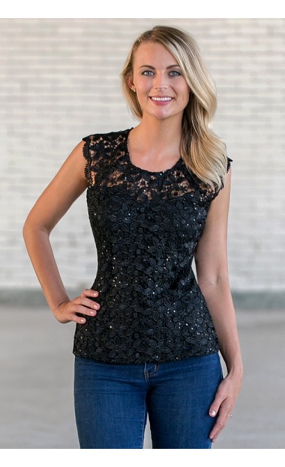 Black Lace Top, Cute Black Top