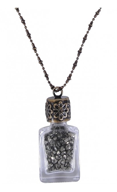 Pyrite Bottle Necklace, Cute Boho Pendant