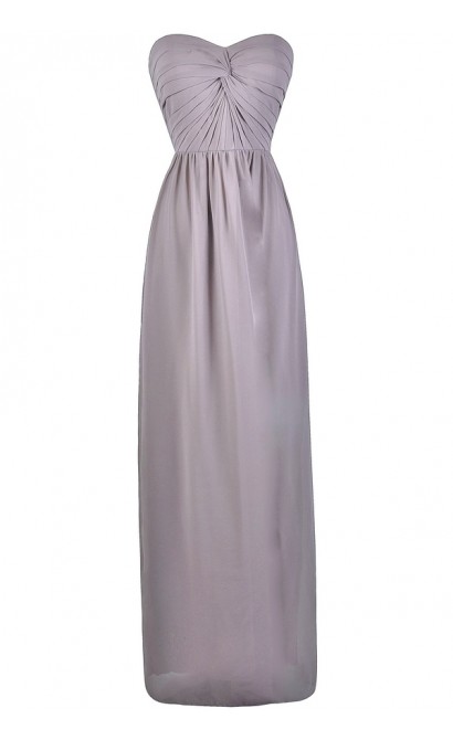 Grey Chiffon Maxi Bridesmaid Dress