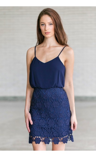 Navy Lace Cocktail Dress