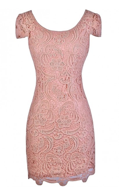 Pink Lace Pencil Dress