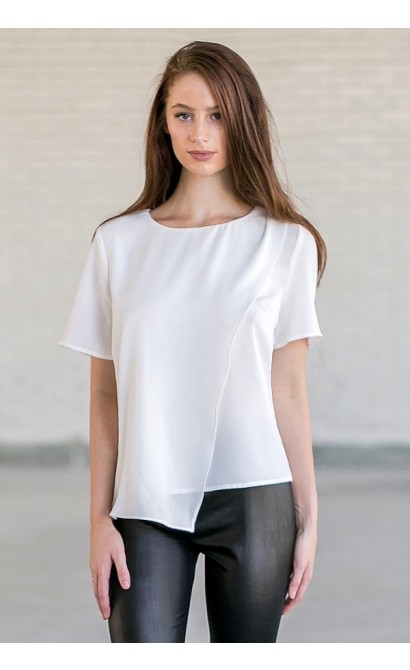 Cute Off White Asymmetrical Top, Cute Outfit for Juniors