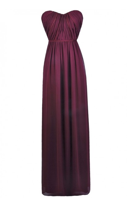 Plum Burgundy Purple Maxi Bridesmaid Dress