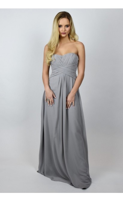 Grey Maxi Formal Bridesmaid Dress