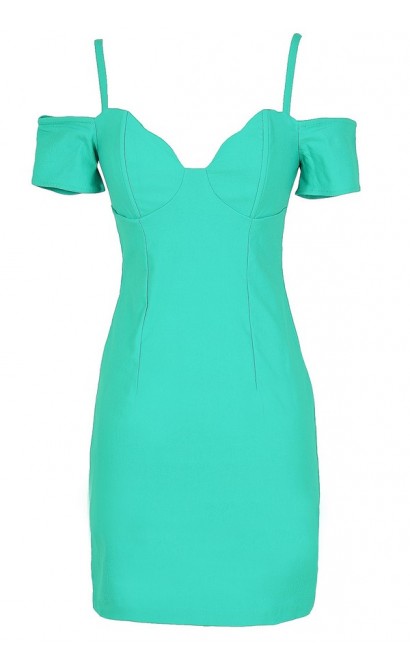 Cold Shoulder Bodycon Bustier Dress in Jade