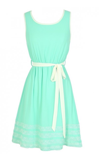 At An Angle Contrast Trim Dress in Mint