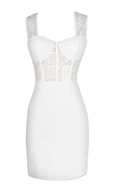 Hole In One Bustier Bodycon Dress in Ivory