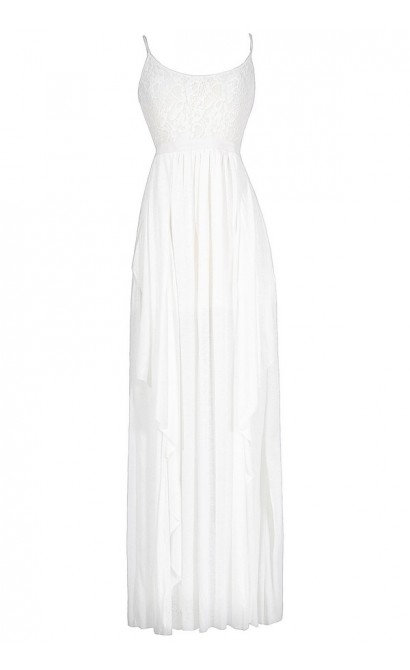 Layered Lace Maxi Dress in White