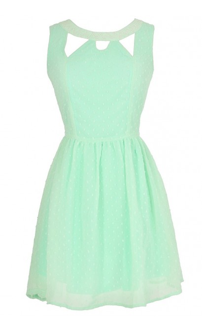 Jessica Pearl Embellished Cutout Dress in Mint