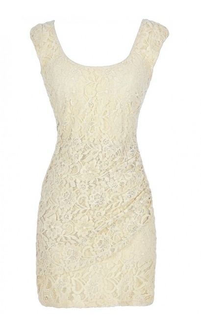 Morning Mist Lace Bodycon Dress in Cream