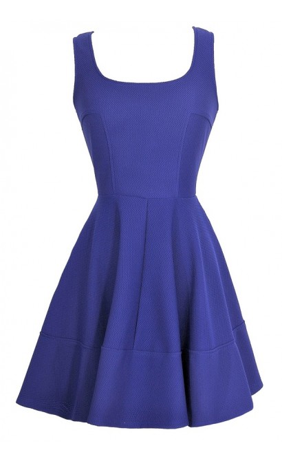 Textured Twirl Dress in Royal Blue