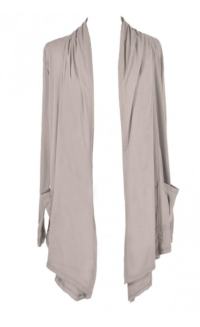 Cozy Up Open Longline Cardigan in Hazy Grey