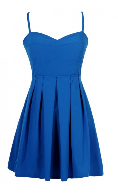 Pleats To Meet You Paperbag Waist Dress in Bright Blue