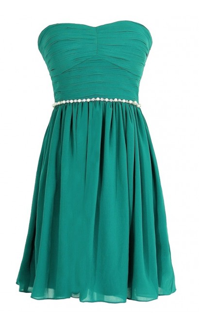 Green Pearl Embellished Bridesmaid Dress