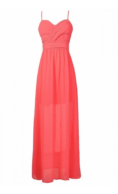 Hot Pink Chiffon Prom Dress, Hot Pink Maxi Dress, Hot Pink Juniors Maxi Dress