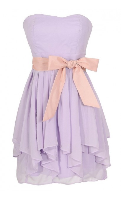Lavender Purple and Pink Chiffon Ruffle Party Dress, Lavender Purple Chiffon Bridesmaid Dress, Lavender Purple Ruffle Dress