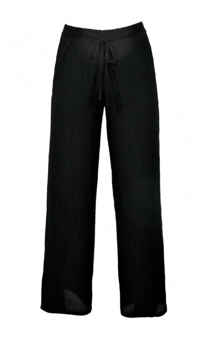 Cute Black Palazzo Pants, Black Wide Leg Palazzo Pants, Black Pants Beach Coverup