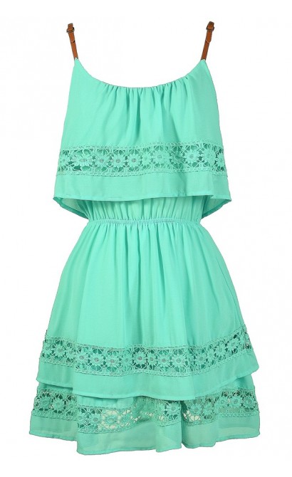 Cute Mint Dress, Mint Summer Dress, Mint Crochet Lace Dress, Mint Party Dress, Cute Juniors Dress