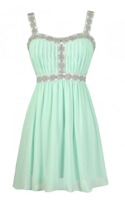 Cute Mint Dress, Beaded Mint Prom Dress, Embellished Mint Prom Dress, Beaded Mint Party Dress, Rhinestone Mint Dress, Mint Cocktail Dress