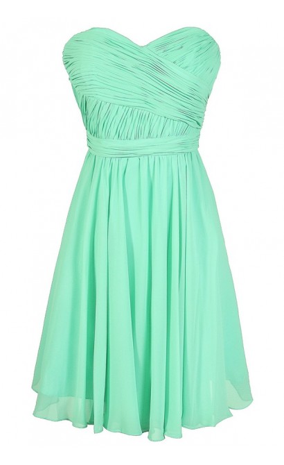 Mint Bridesmaid Dress, Mint Chiffon Bridesmaid Dress, Mint Strapless Bridesmaid Dress, Green Bridesmaid Dress, Mint Summer Dress