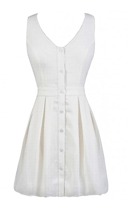 Cute White Dress, White Summer Dress, White Button Down Dress, Cute White Sundress