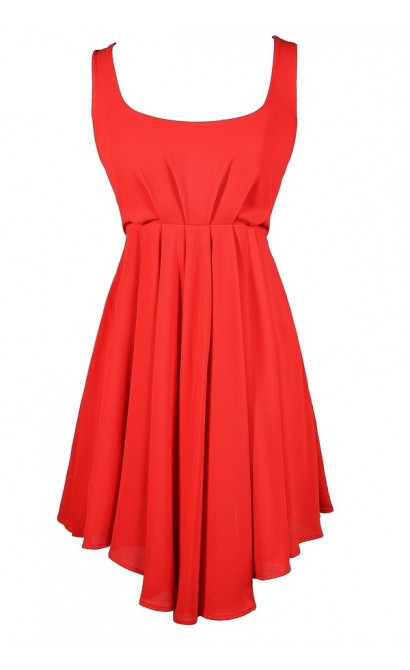 Red Bow Dress, Cute Red Dress, Red A-Line Dress, Red Summer Dress, Red Party Dress, Cute Red Juniors Dress, Red A-Line Dress
