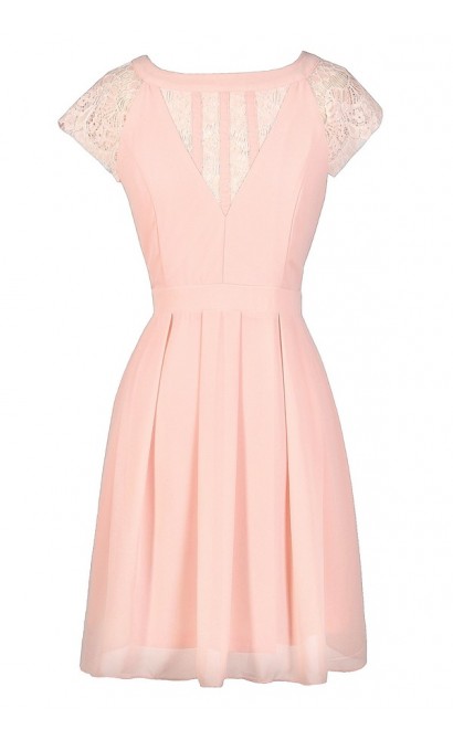 Cute Pink Dress, Pink Lace Dress, Pale Pink Summer Dress, Pink A-Line Dress, Blush Pink Lace Dress, Pink Party Dress, Cute Pink Dress