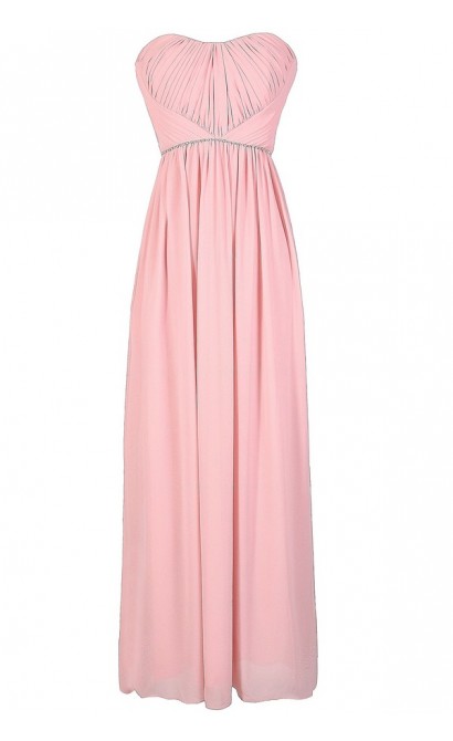 Pale Pink Maxi Dress, Blush Maxi Dress, Pink Embellished Maxi Dress ...