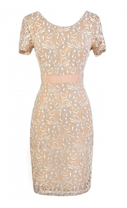 Beige Lace Dress, Beige Lace Pencil Dress, Ivory and Beige Pencil Dress ...