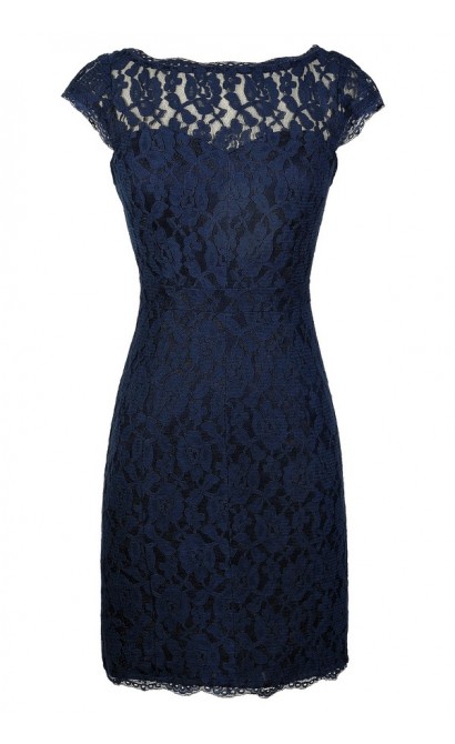 Navy Lace Dress, Navy Lace Pencil Dress, Cute Navy Lace Dress, Navy Lace Bridesmaid Dress, Navy Lace Fitted Dress