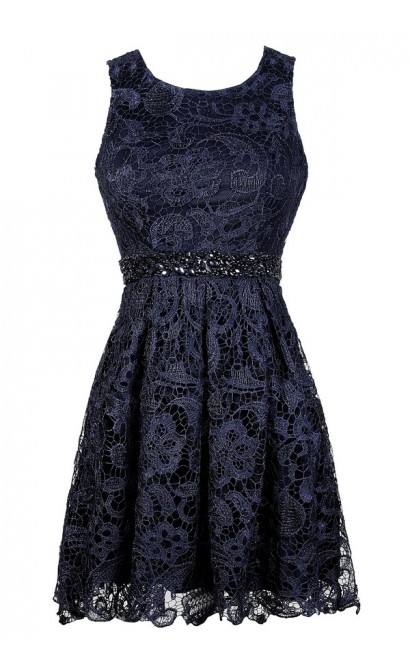 Navy Blue Lace Dress, Cute Navy Dress, Navy Lace Dress, Navy ...