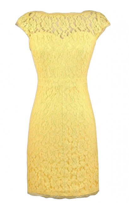 Yellow Lace Dress, Bright Yellow Dress, Fitted Yellow Lace Dress, Yellow Lace Pencil Dress, Yellow Lace Party Dress, Cute Yellow Lace Dress