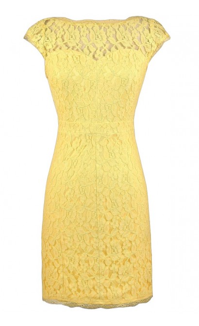 Yellow Lace Dress, Bright Yellow Dress, Cute Yellow Dress, Yellow Lace ...