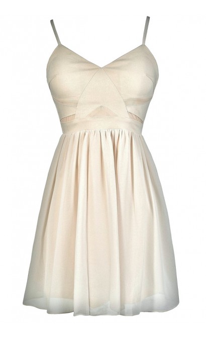 Cute Beige Dress, Beige Party Dress, Beige A-Line Dress, Beige Cocktail Dress, Beige Summer Dress, Off White Party Dress, Off White Cocktail Dress, Off White A-Line Dress