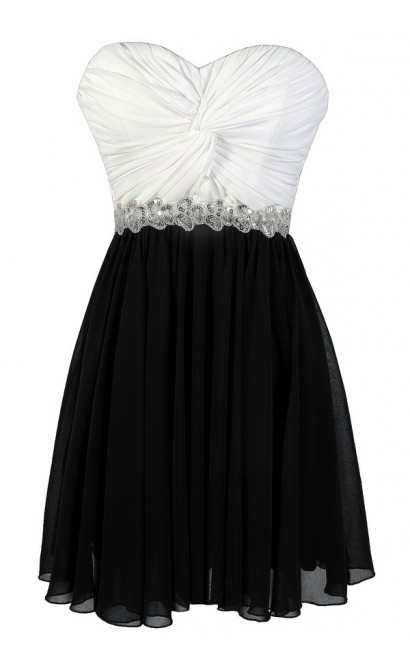 Black and White Party Dress, Cute Black and White Dress, Black and ...