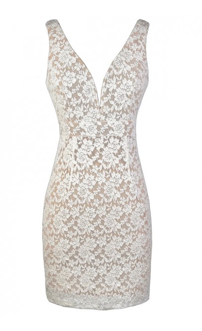 Ivory Lace Dress, Beige Lace Dress, Fitted Ivory and Beige Lace Dress, Beige Lace Pencil Dress, Ivory Lace Pencil Dress, Ivory and Beige Lace Bodycon Dress