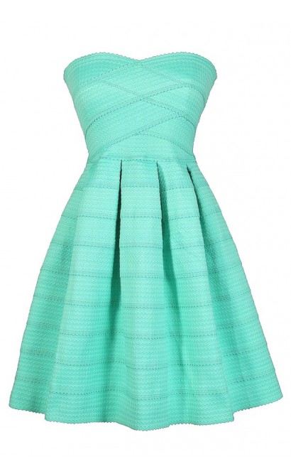 Mint Party Dress, Mint A-Line Dress, Cute Mint Dress, Aqua A-Line Dress, Aqua Party Dress