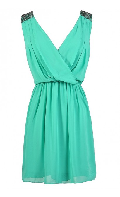 Beaded Shoulder Dress, Jade Beaded Shoulder Dress, Teal Beaded Shoulder Dress, Beaded Shoulder Cocktail Dress, Beaded Shoulder Party Dress, Cute Party Dress, Cute Cocktail Dress, Embellished Shoulder Dress
