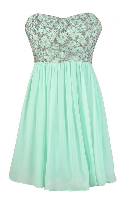 Cute Prom Dress, Mint Sequin Prom Dress, Mint and Silver Sequin Dress, Mint Party Dress, Mint Cocktail Dress, Mint A-Line Dress, Mint Chiffon Dress