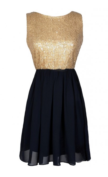 Navy and Gold Dress, Navy and Gold Sequin Dress, Navy and Gold Party Dress, Navy and Gold A-Line Dress, Navy and Gold Cocktail Dress, Navy and Gold Homecoming Dress