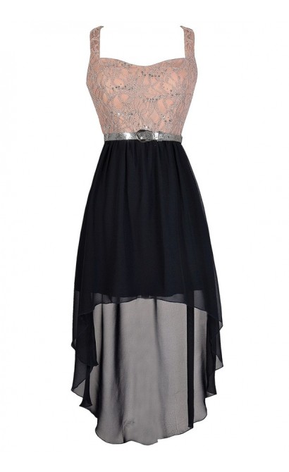 navy blue and beige dress